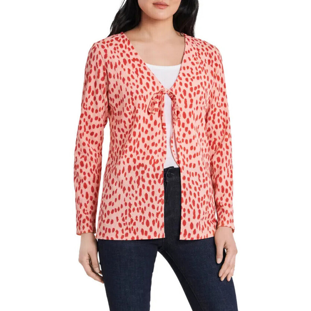 VINCE CAMUTO Women' Pink Tie Printed Long Sleeve Open Front Cardigan Size S $79